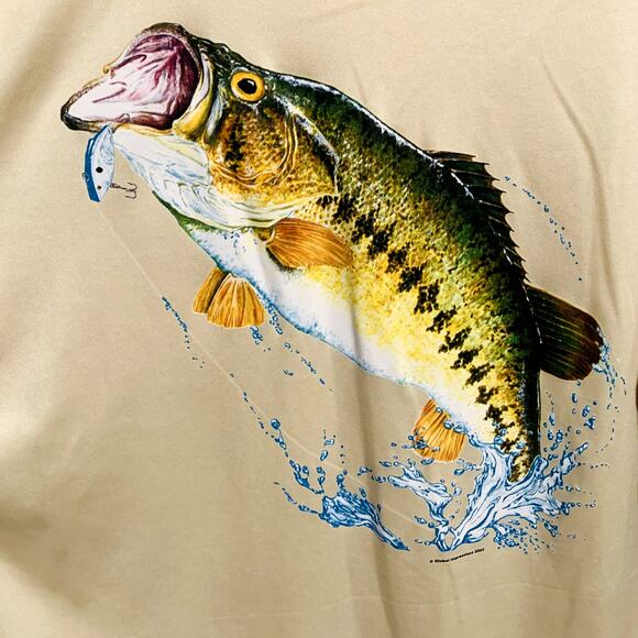 C2 SPORT Size L AMERICAN FISHERMAN Pullover Shirt Fish Graphics Long Sleeve - Picture 3 of 9
